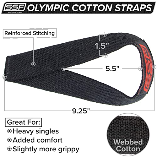 Serious Steel Fitness 1.5 to 1.75 inches wide Lifting Straps | Olympic Weightlifting Strap | Olympic Pulling Straps | Deadlift Strap | Axle Strap - color: Olympic - Cotton