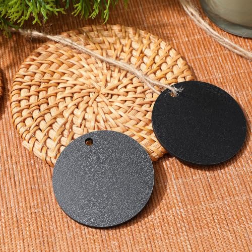 10pcs Round Mini Wooden Chalkboard Signs with Rope, Double-Sided Blackboards for Food Labeling and Memo Writing, Easy to Wipe Decorative Hanging Boards for Home and Party Use