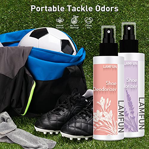 Shoe Odor Eliminator, LamFun Foot Shoe Deodorizer Spray, Natural Deodorant for Shoes, Feet, Sneakers, Work Boots, Air Freshener Spray, Freesia and Lavender