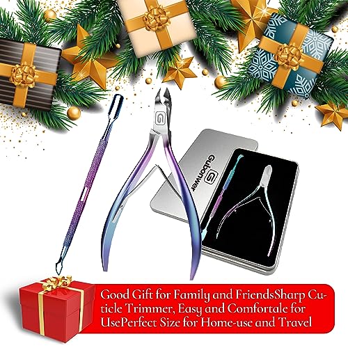 Cuticle Trimmer 3/4 Jaw Extremely Sharp Cuticle Nippers Scissors Stainless Steel Clippers Cutter Remover Pedicure Manicure Nail Tool, cuticle pusher, nail cuticle trimmer professional cuticle cutter - color: Cuticle Nippers+cuticle Pushers/Colorful-s