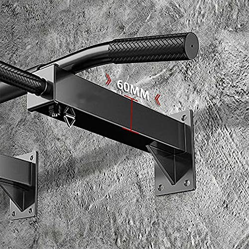 Wall Mounted Pull Up Bar and Dip Station,Heavy Duty Chin Up Bar Supports to 440lbs,Multifunction Exercise Bar for Indoor Home Workout, Black