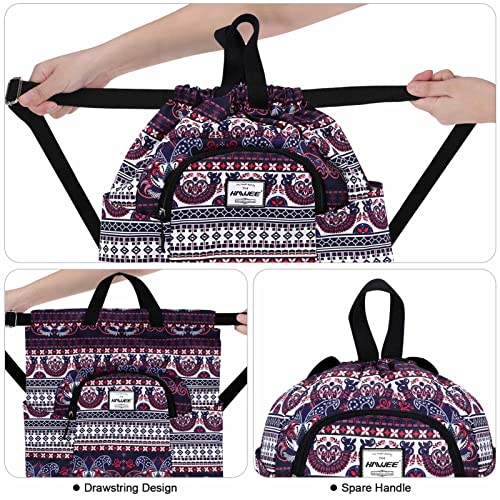 Dry Wet Drawstring Backpack with Shoe Compartment for Women Adjustable Gym Bag - color: Exotic