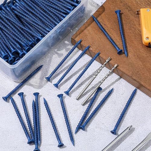 MorningRo Diamond Tip Concrete Screws Anchor with Drill Bit for Anchor Masonry, Block, Brick, Cement, Stucco(1/4" X 2-3/4",Star Head) - size: 1/4" X 2-3/4", style: Star Head