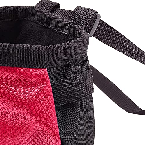 Drawstring Chalk Bag with Waistband for Rock Climbing Bouldering Weight Lifting Rock Climbing Bag Chalkbag Gymnastics Kit - color: Red