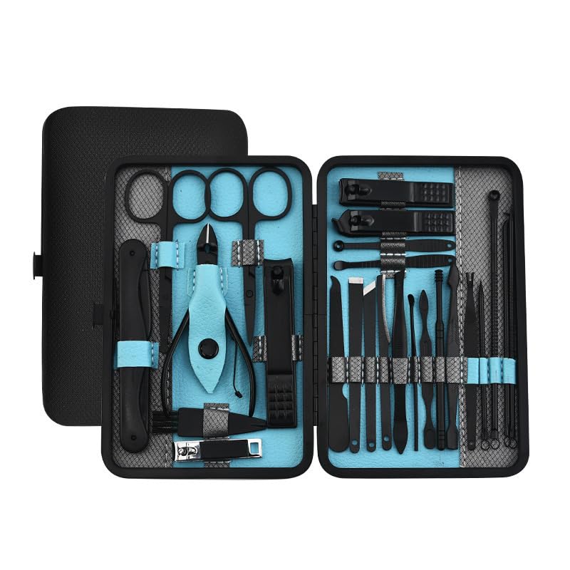 25-Piece Nail Clipper Set with Travel Case, Pedicure Manicure Kit, Professional Nail Grooming Tools for Feet & Hands, Complete Care Kit