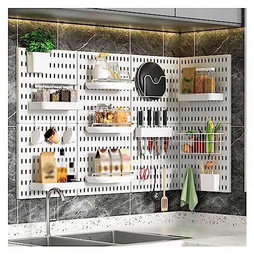 peg Board Display Stand, Kitchen Top Shelf Storage Wall Nail-Free Wall Plastic Hanging Board Free Punching Bathroom Accessories Hook(Style 2) - color: Style 2