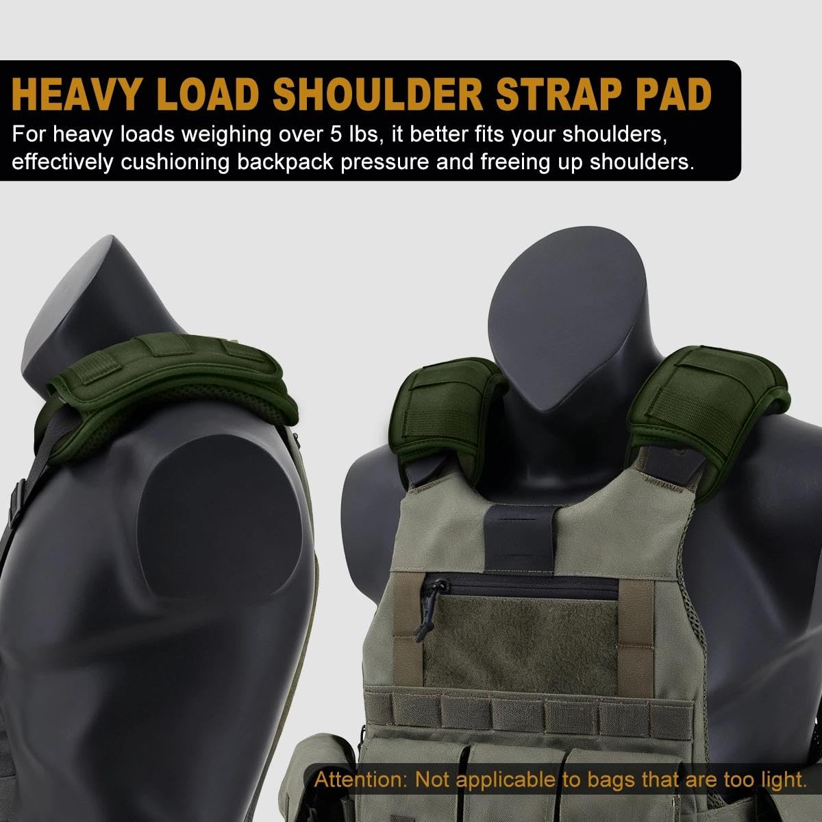ZINMARK 2-Pack Tactical Shoulder Pad with Ultra-Thick Cushion for Vest Shoulder Straps and Backpacks, Comfort and Breathable - color: Army Green