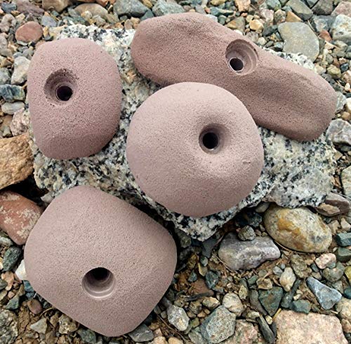 4 Pack Large Polyurethane Bolt-On Rock Climbing Wall Hand Holds - color: brown