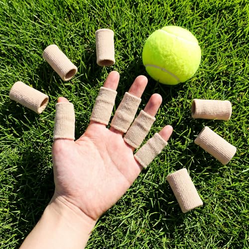 30 Pcs Finger Sleeves for Arthritis, Breathable Pain, Sports Aid | Elastic Finger Compression Sleeves Thumb Splint Support, Relief Protector, for Tendon, Joint and Arthritis, Skin Tone