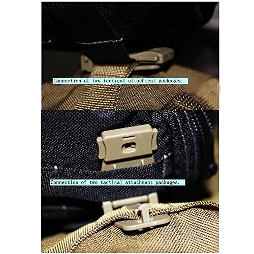Jadedragon Multipurpose Tactical 360 Rotation D-Ring Clips/Locking Carabiner/Hydration Tube Clips/Elastic String Strap Management Tool for MOLLE Webbing Attachment Backpacks - color: WB-Black