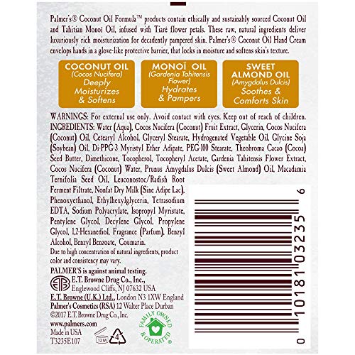 Palmer's Coconut Oil Formula Hand Cream with Green Coffee Extract, 2.1 Ounce (Pack of 2) - size: 2.1 Ounce (Pack of 2)