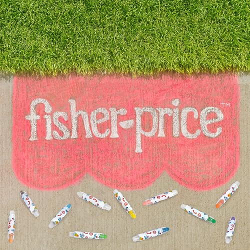 Fisher-Price™ Dustless Chalk Set - 12 Bright Colors with Adjustable Holders, Portable Storage Case, Washable Art Supplies, Safe & Non-Toxic, Draw on Chalkboards, Sidewalks, and Paper