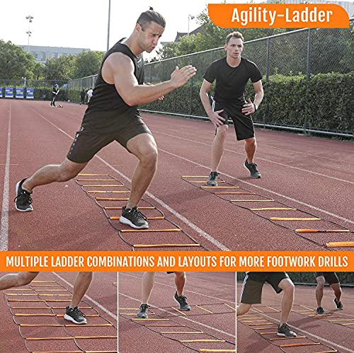 Agility Ladder, Agility Training Equipment, Soccer Speed Ladder, Football Footwork Ladder, Workout Ladder for Kid Adult, Foldable Instant Set-up & Tangle-Free & Carry Bag(4/8/8+4/12 Rung) - size: 8+4 rung