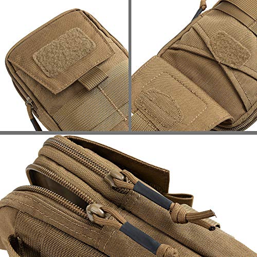 EXCELLENT ELITE SPANKER Tactical Molle EDC Pouch with Cellphone Pouch | Molle admin pouch,molle utility pouch,tool pouch,Organizer Nylon Belt Waist Bag - color: Coyote Brown