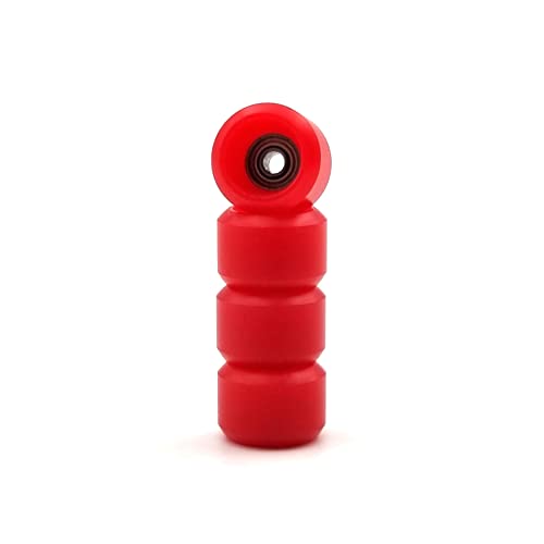 SPITBOARDS® Fingerboard Pro Wheels with Real Ball Bearings, Professional CNC Polyurethane Quality, Street Wheels Shape (Red) - color: Red