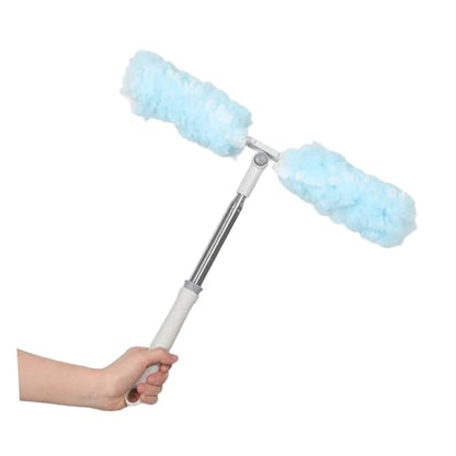 Vaguelly Telescoping Cobweb Duster with 360° Swivel Head and Washable Non-Woven Fabric, Aluminum Alloy Extension Pole for Room Dust Removal and Household Cleaning, Multiangle Adjustable