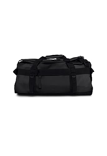 RAINS Texel Duffel – Waterproof Convertible Backpack Travel Bag, 14.8 gal | Waterproof PU duffel for women and men; 56 L convertible backpack, U-shaped zip, internal mesh pockets, padded straps - color: Black, size: Regular