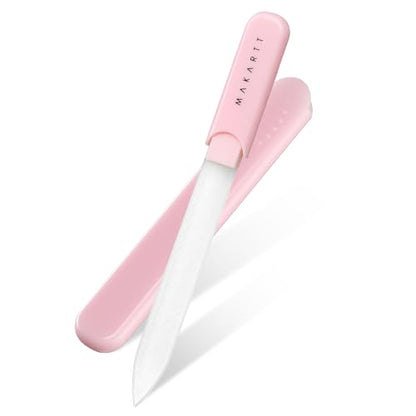 Makartt Glass Nail File for Natural Nails: Reusable Nail Care Tool, Pink | Fast Shaping & Gentle Smoothing, Double-Sided Sandblasted Surface, Washable, Portable Lightweight Manicure Gift with Case - color: 1pc Pink glass nail file
