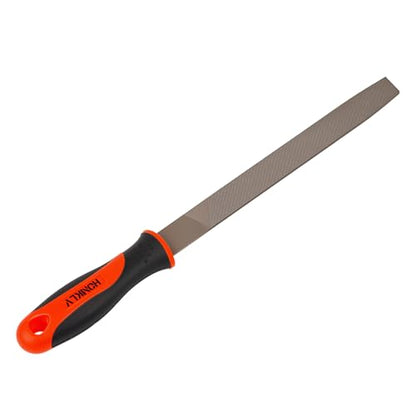 8 Inch Flat Hand File with High Carbon Hardened Steel, Ergonomic Grip, Plastic Non-Slip Handle, Ideal for Metal, Wood, Plastic & DIY Projects