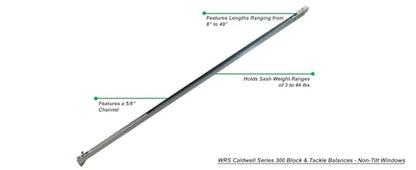 WRS Series 300 Block and Tackle Balance–12" Stamp 11-1 (3-6 lbs) | 5/8" Channel, Non-Tilt/Side-Load Window, Pre-Assembled w/ Guides, Galvanized Steel, Sold Individually, Res. & Commercial, DIY - size: 11-1 (3-6 lbs)