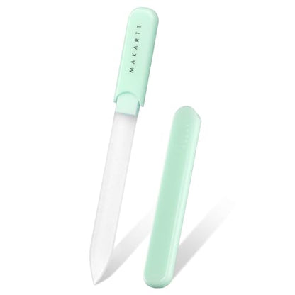 Makartt Glass Nail File for Natural Nails: Reusable Nail Care Tool, Green | Fast Shaping & Gentle Smoothing, Double-Sided Sandblasted Surface, Washable, Portable Lightweight Manicure Gift with Case - color: 1pc Green glass nail file