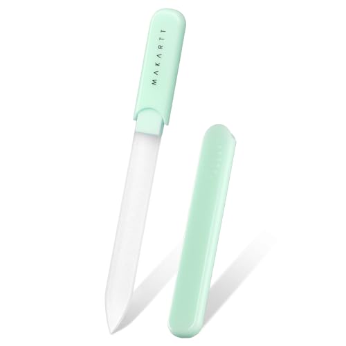 Makartt Glass Nail File for Natural Nails: Reusable Nail Care Tool, Green | Fast Shaping & Gentle Smoothing, Double-Sided Sandblasted Surface, Washable, Portable Lightweight Manicure Gift with Case - color: 1pc Green glass nail file