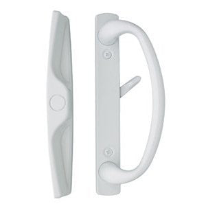 Rockwell Security Euro-Charlotte Sliding Glass Door Handlein White Finish fits 3-15/16" Screwholes and Fits Up to 1-3/4" Thick Doors - color: White