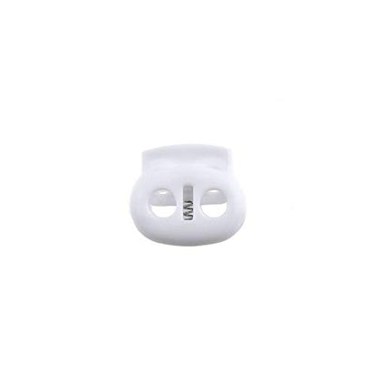 Spring Elastic Fastener Toggles Plastic Cord Lock Buttons Stopper Slider Thread Smooth Hold Tightly - color: Double Holes White-17*16mm 40pcs