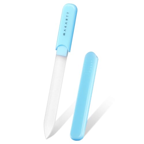 Makartt Glass Nail File for Natural Nails: Reusable Nail Care Tool, Blue | Fast Shaping & Gentle Smoothing, Double-Sided Sandblasted Surface, Washable, Portable Lightweight Manicure Gift with Case - color: 1pc Blue glass nail file