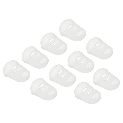 PATIKIL Finger Tips Anti Slip Fingertip Protector, 10 Pack 25mm Silicone Finger Guard for Paper Sorting Sewing Guitar Playing, Transparent S Size - color: Transparent