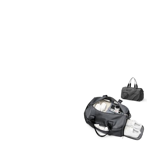 Gym Bag for Women Men with Shoe Compartment, Sport Duffel Bag, Waterproof Travel Weekender Overnight Carry on Bag for Yoga with Trolley Sleeve, Grey - color: A8-Grey