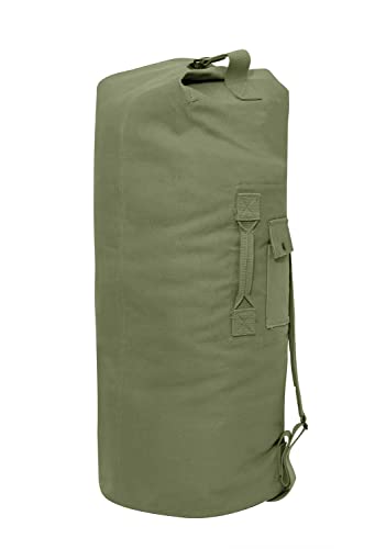 Rothco Canvas Double Strap Duffle Bag: 89.6L Capacity for Durability and Convenience – Olive Drab
