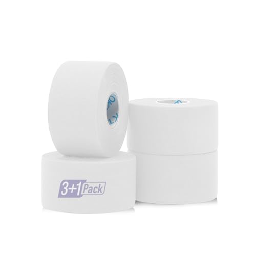 OK TAPE Athletic Sports Tape 4 Packs 45ft Per Roll Strong Adhesion | for Athlete & Sport Trainers & First Aid Injury Wrap, Perfect for Fingers Ankles Wrist on Bat, Hockey Stick - White - color: White, size: 1.5" x 15yards - 4 Rolls