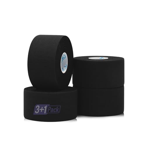 OK TAPE Athletic Sports Tape 4 Packs 45ft Per Roll Strong Adhesion | for Athlete & Sport Trainers & First Aid Injury Wrap, Perfect for Fingers Ankles Wrist on Bat, Hockey Stick - Black - color: Black, size: 1.5" x 15yards - 4 Rolls