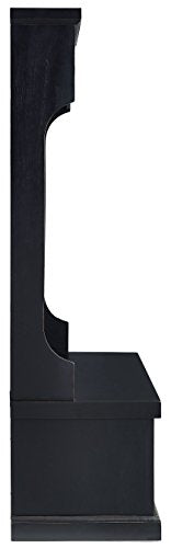 Crosley Furniture Seaside Hall Tree with Shoe Rack Bench and Hooks for Hanging Storage, Distressed Black - color: Distressed Black, style: Hall Tree