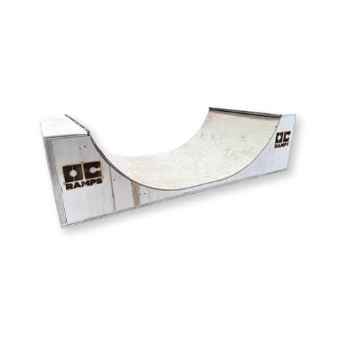 OC Ramps Wood Fingerboard Obstacles - Finger Board Half Pipe, Launch Ramp, Picnic Table Bench and Grind Box - Mini Finger Skatepark Toys (FB Halfpipe)