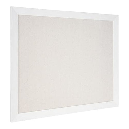 DesignOvation Beatrice Framed Linen Fabric Pinboard, 27x33, White, Rustic Wall Organization - color: White, size: 27" x 33"