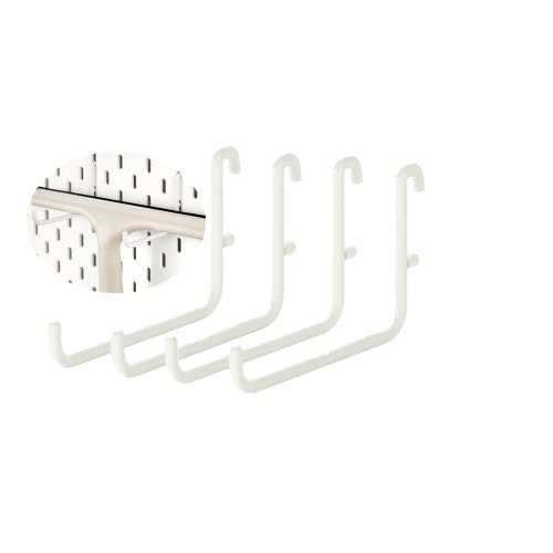 4 Pack L Style Pegboard Hooks,Pegboard Accessories,Pegboard Long Hooks 3.75" Hang Headphones or Brushes,Hammer or Broom, L Shape Peg Hooks Storage Hooks (White) - color: White