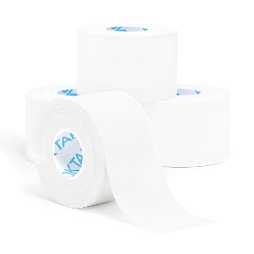 OK TAPE Athletic Sports Tape 4 Packs 32.8ft Per Roll White Strong Adhesion | Athletic Tape for Injuries,Strong Stick No Residue Athlete & Sport Trainers First Aid Injury Wrap, Hockey Stick - color: White, size: 1.5" x 11yards - 4 Rolls