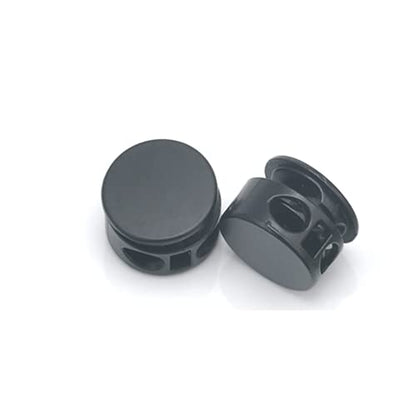 DIY 30pcs/lot Round Metal Alloy Stoppers Toggle Cord Locks Drawstring Two Hole Nickle/Black/Satin (Black enamel) - color: Black Enamel