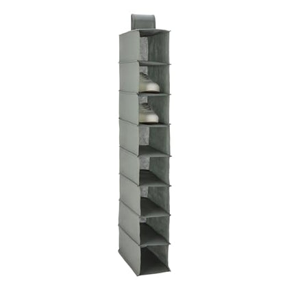 Amazon Basics 8-Tier Hanging Closet Shelf Shoe Organizer, Space Saving Storage, Foldable, 11.5 x 41 x 5.5 in, Dark Grey | for Closet Storage