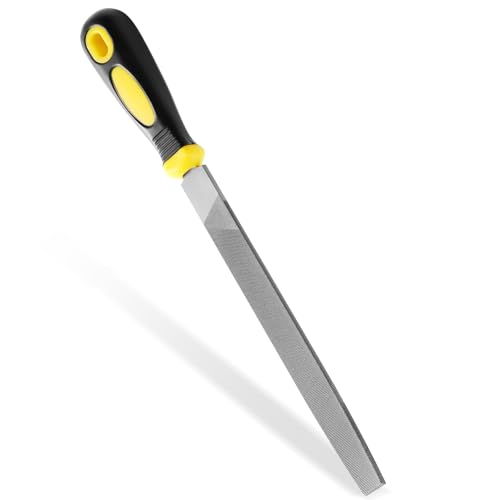 8 Inch Flat Hand Metal File, Metal Files for Steel with Ergonomic Handle, Durable High Carbon Steel Files Tools for Metal Wood and Stone Trimming, Shaping, Bastard File with Uniform Teeth - color: 1PCS 8Inch Flat Metal File(Black+Yellow)