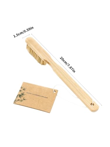 Rock Pocket Care Brush for Climbers, Wood Handle Fiber Head Design, Compact 20cm/7.87in Tool for Chalk Buildup, Gym Routes and Climbing Holds