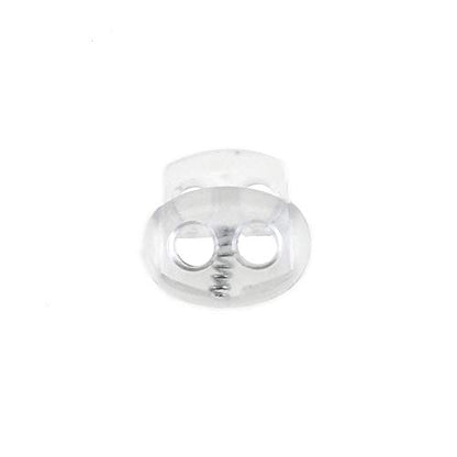 Spring Elastic Fastener Toggles Plastic Cord Lock Buttons Stopper Slider Thread Smooth Hold Tightly - color: Double Holes Clear-17*19mm 40pcs
