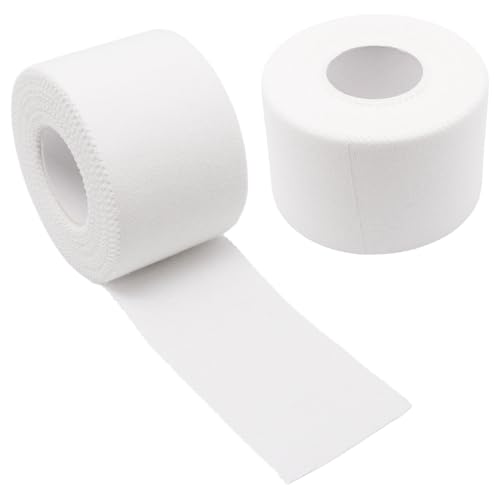 Athletic Sports Tape 1.5 Inch x 30ft, Elastic Athletic Wrist Ankle Tape Roll (2 Rolls, White, 1.5 Inch x 10 Yards) - color: White