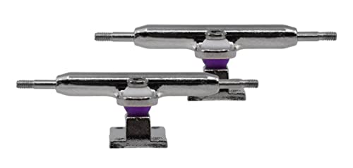 Teak Tuning Prodigy Pro Inverted Fingerboard Trucks with Gold Colored Locknuts & Urethane Tuning, Silver Colorway - 34mm Width - Inverted Kingpin, Solid Axle Style - Tuned & Assembled