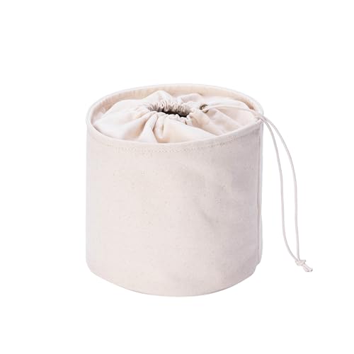 Tall Purse Organizer Insert Womens Canvas Round Handbag Organizer Storage,Handbag Purse Organizer Round Cosmetic Pouch Bag Bucket Makeup Bag - color: Beige, size: L