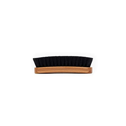 Premium Shoe Brush - Horsehair Shoe Brush - Concaved Handle for Premium Grip, Tan - color: Tan