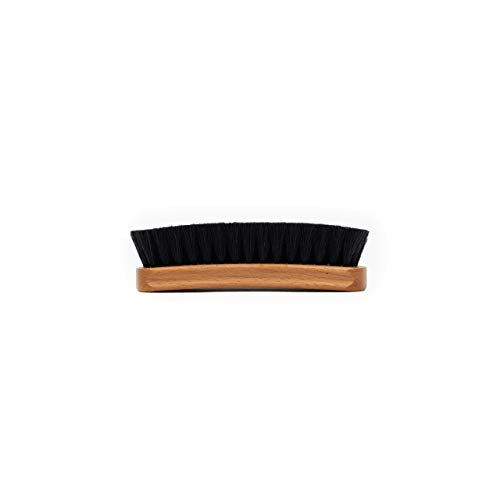 Premium Shoe Brush - Horsehair Shoe Brush - Concaved Handle for Premium Grip, Tan - color: Tan