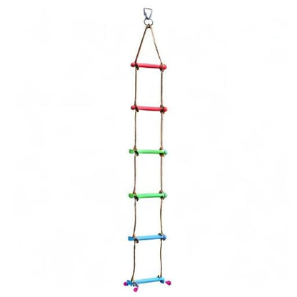 Rainbow Craft 6.6FT Climbing Rope Ninja Ladder for Kids - Kids Ninja Warrior Obstacle Course Accessories - Swing Rope Ladder